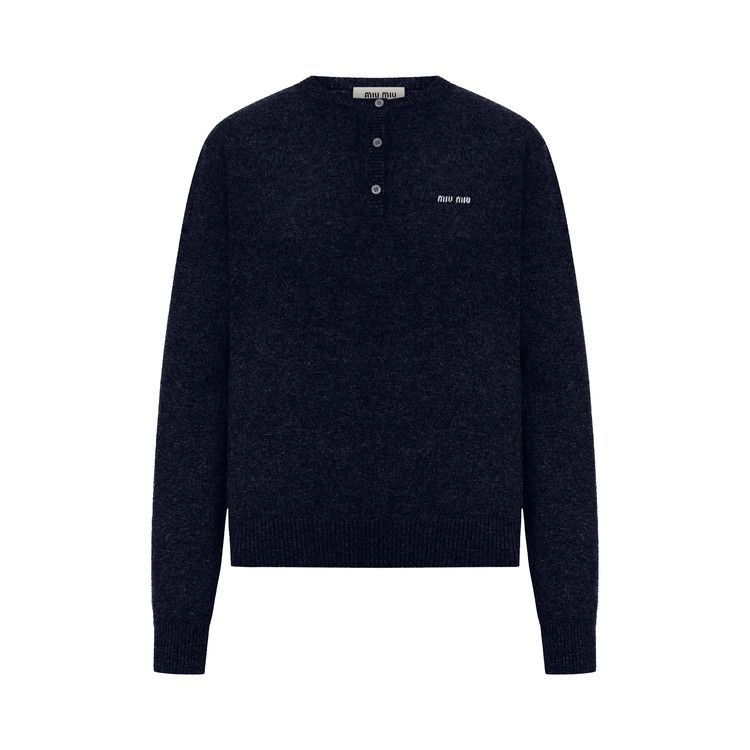 Miu Miu Cashmere 3 Button Crewneck Sweater 'Bleu'