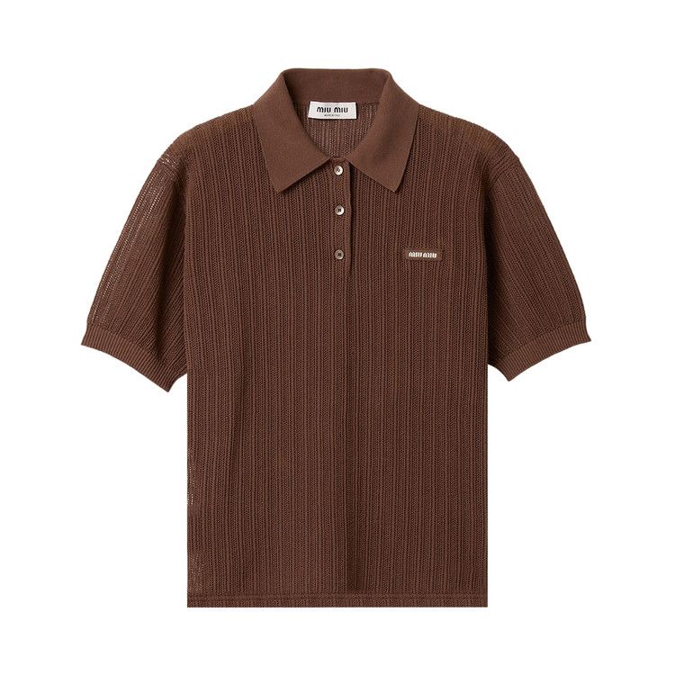 Miu Miu Cotton Knit Polo Shirt 'Cocoa Brown'