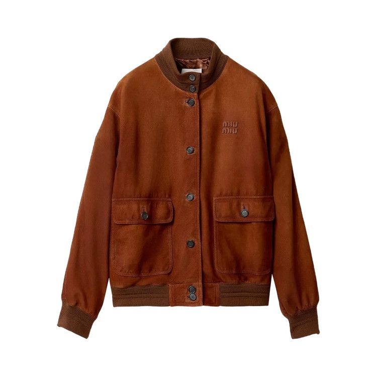Miu Miu Waxed Suede Jacket 'Chestnut Brown'