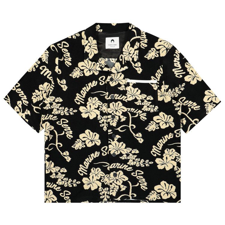 Marine Serre Jersey Jacquard Towels Bowling Shirt 'Black'