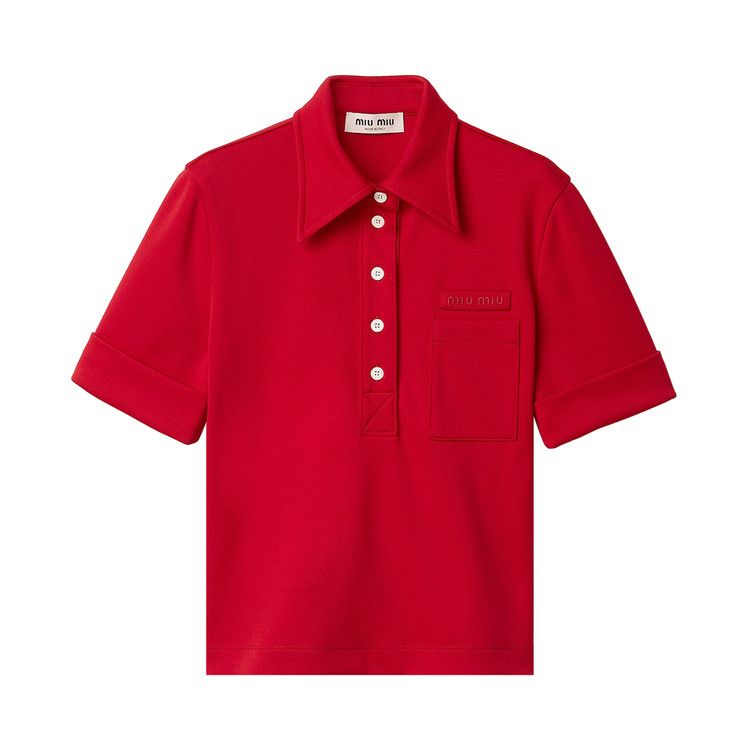 Miu Miu Jersey Polo Shirt 'Ruby Red'