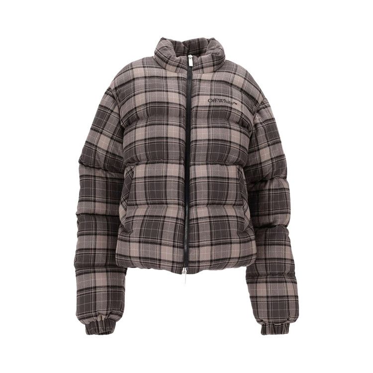 Off-White Spray Check Flannel Down Jacket 'Dark Grey/Black'