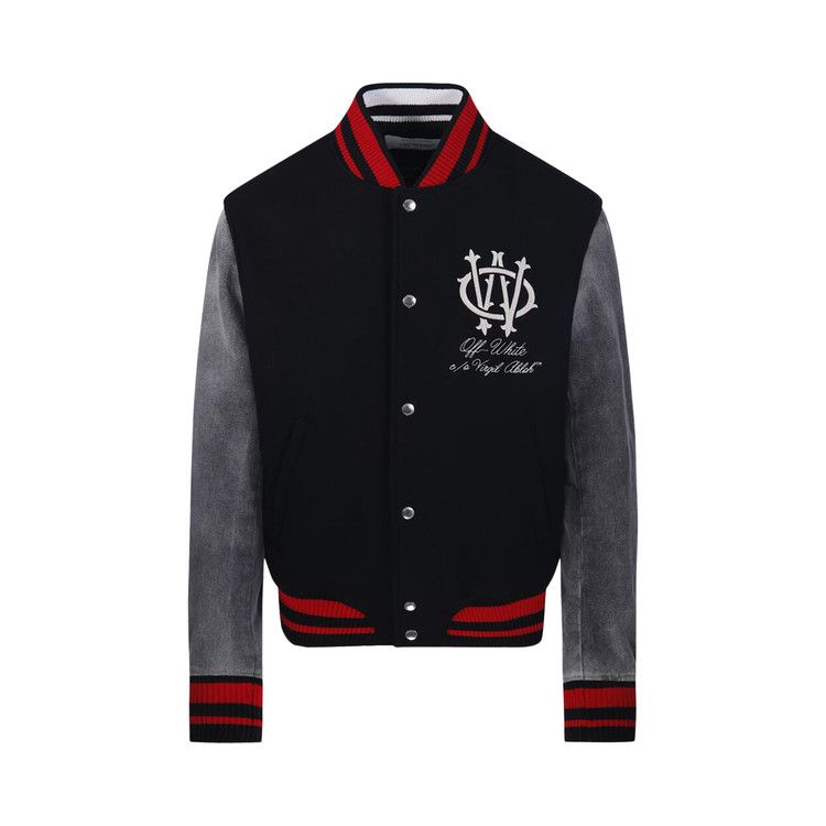 Off-White Gothinc Wool Regular Varsity Bomber 'Black/Red/Grey'