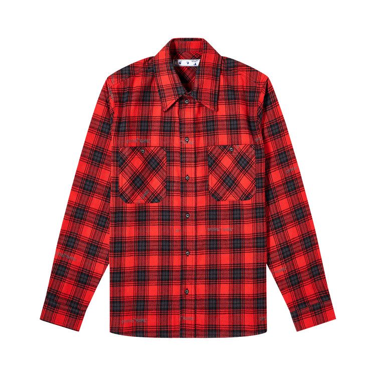 Off-White Stencil Flannel Check Shirt 'Red/Black'