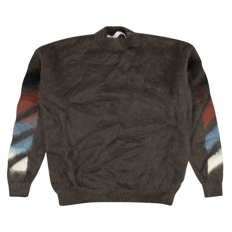 Off-White Diag Brush Mohair Crewneck 'Grey'