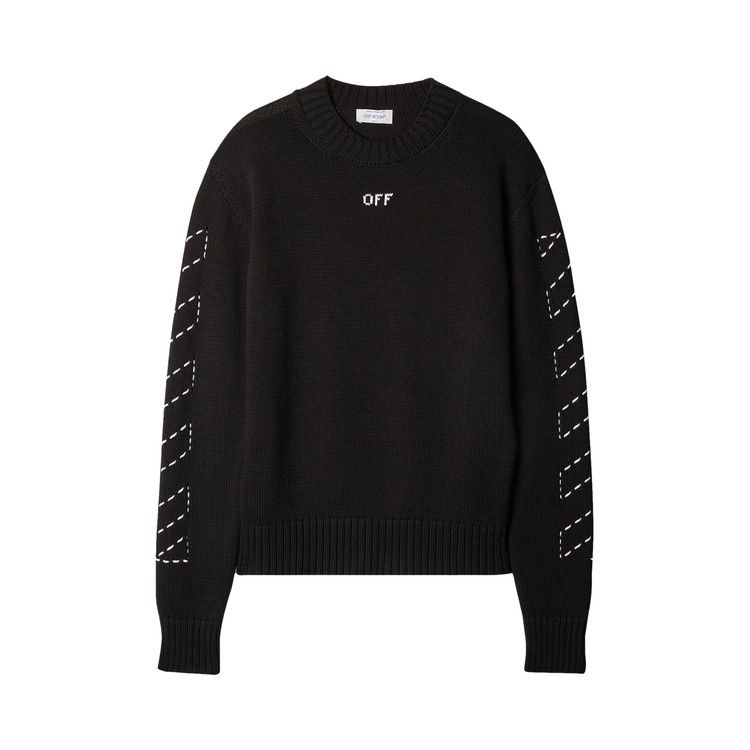Off-White Stitch Arrow Diags Knit Crewneck 'Black/White'