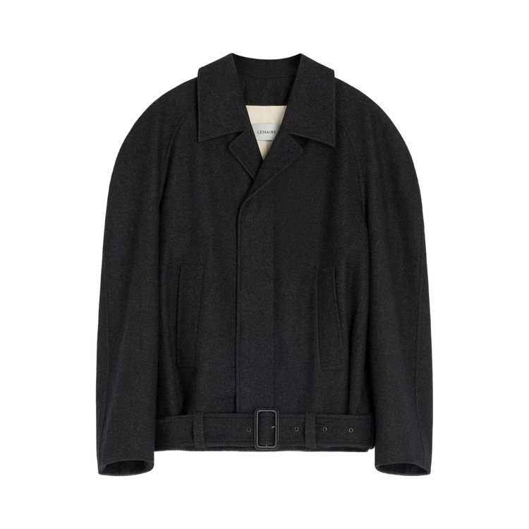 Lemaire Raglan Sleeve Short Coat 'Black/Grey Melange'