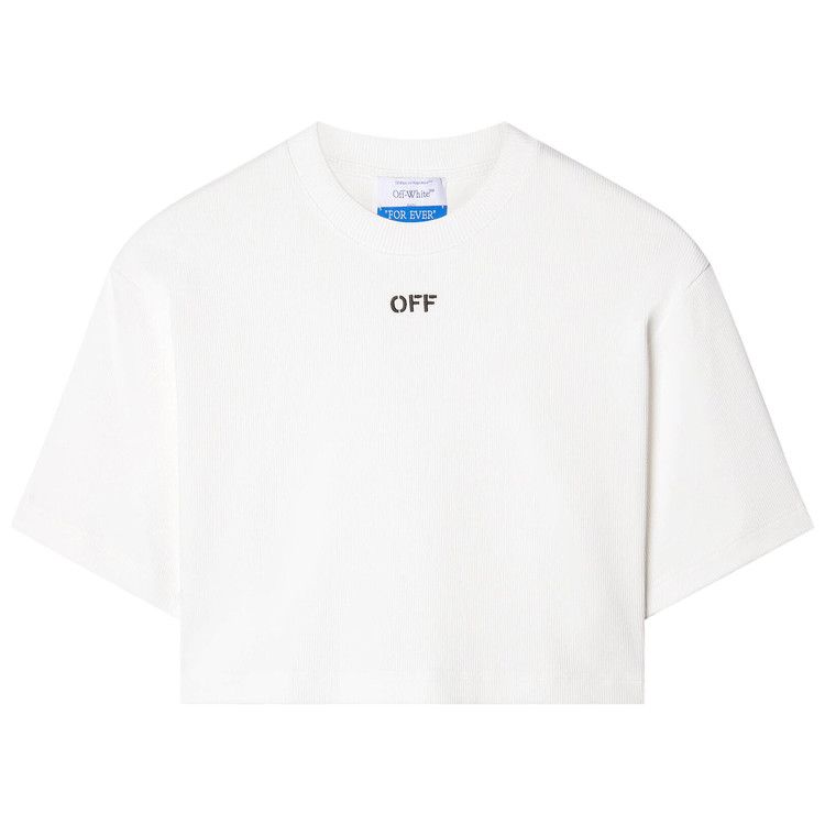 Off-White Off Stamp Rib Cropped Tee 'White/Black'