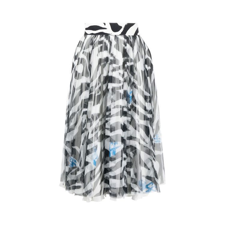 Off-White Zebra Pleated Midi Skirt 'Black'