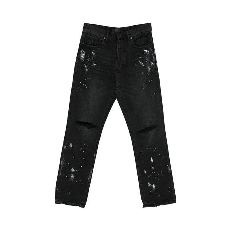 PURPLE BRAND Knee Slit Paint Splatters Denim 'Black'