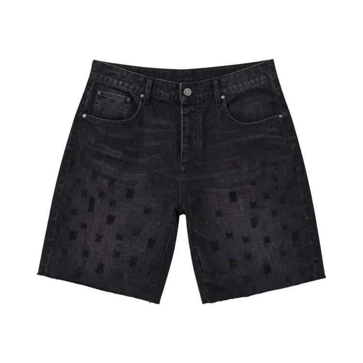 PURPLE BRAND Denim Beaded Monogram Shorts 'Black'