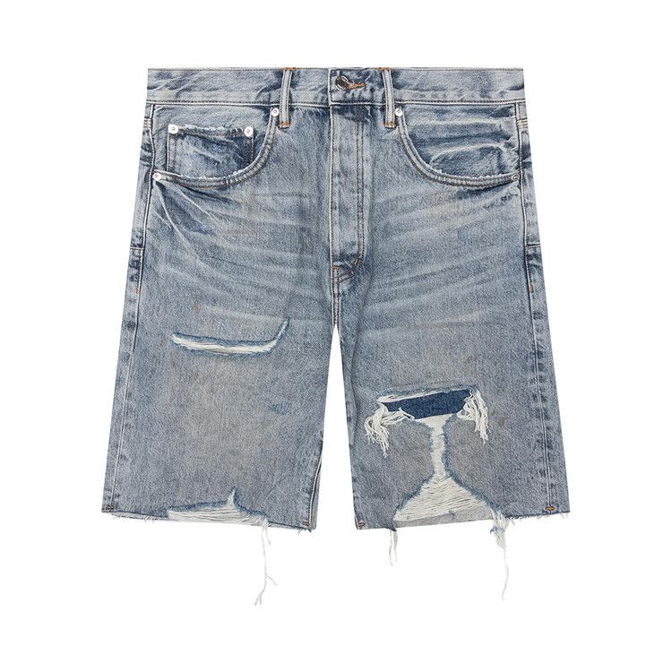 PURPLE BRAND Faros Rip Patched Shorts 'Light Indigo'