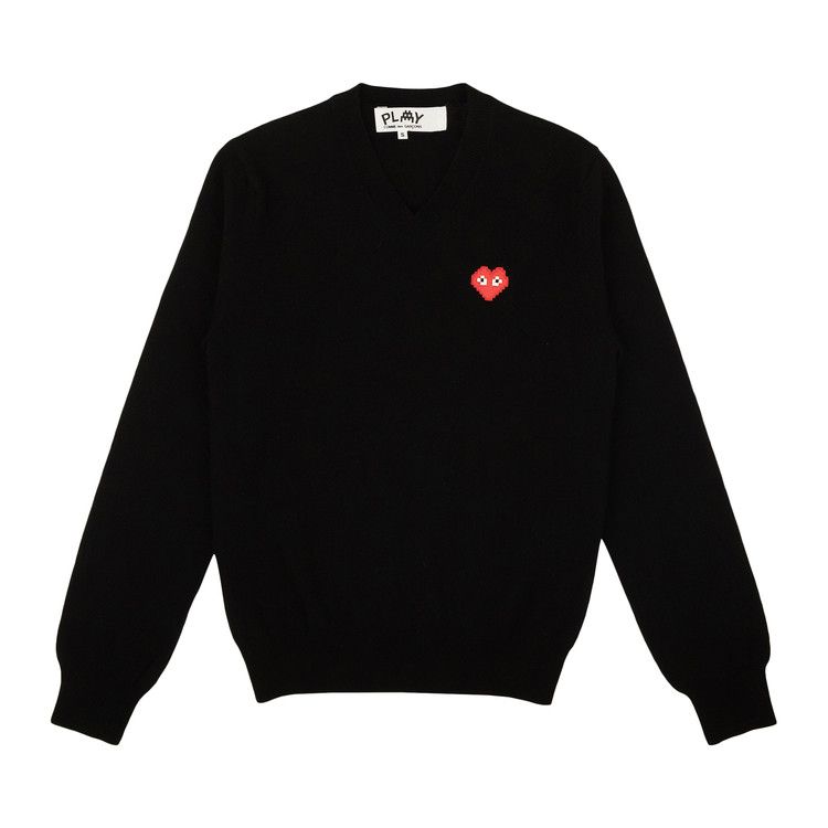 Comme des Garçons Heart V-Neck Sweater 'Black'