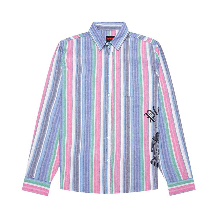Pleasures Chapel Long-Sleeve Button Up Shirt 'Blue'