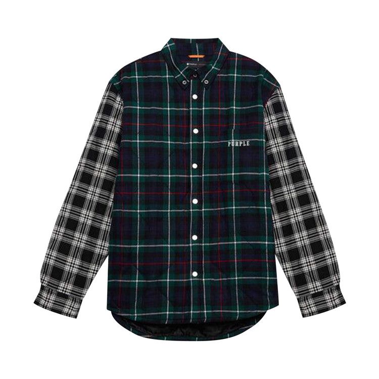 PURPLE BRAND Quilted Plaid Shirt 'Green'