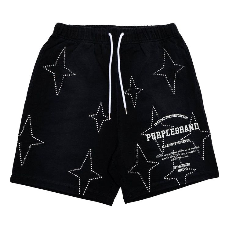 PURPLE BRAND Stacked Crystal Stars Shorts 'Black'