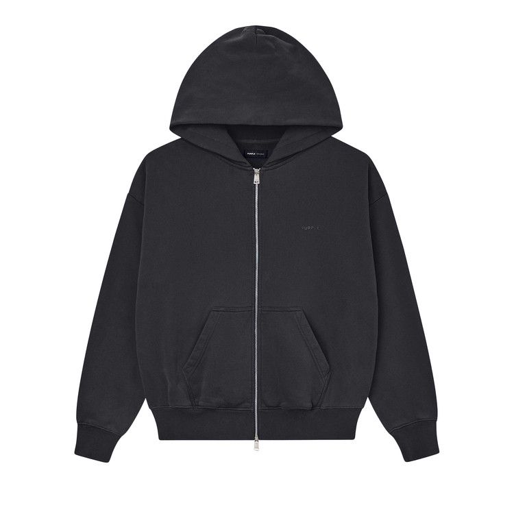 PURPLE BRAND Fleece Zip Front Hoodie 'Black'