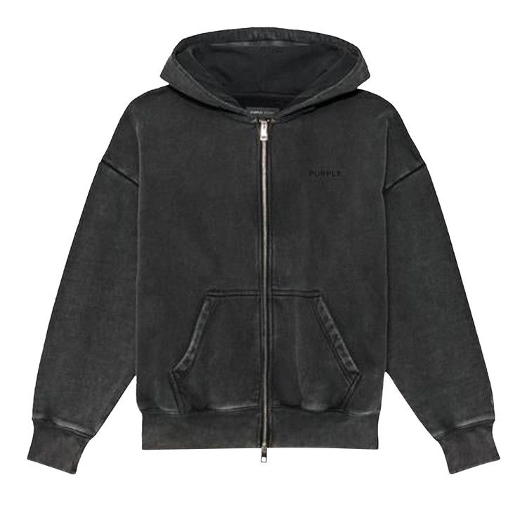 PURPLE BRAND Fleece Zip Front Hoodie 'Black'