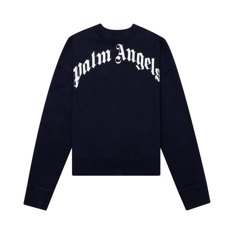 Palm Angels Kids Classic Curved Logo Crewneck 'Navy Blue'