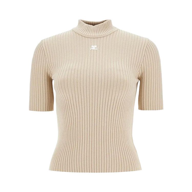 Courrèges Ribbed Turtleneck Sweater 'Cappuccino'