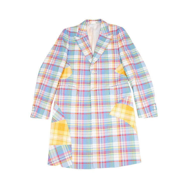 Comme des Garçons Other Plaid Patterns Wool Coat 'Blue/Yellow'