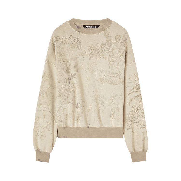 Palm Angels Pencil All Over Crew Sweatshirt 'Off White'