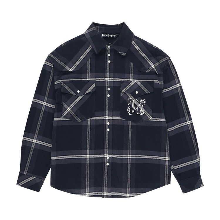 Palm Angels Monogram Check Overshirt 'Anthracite/Off White'