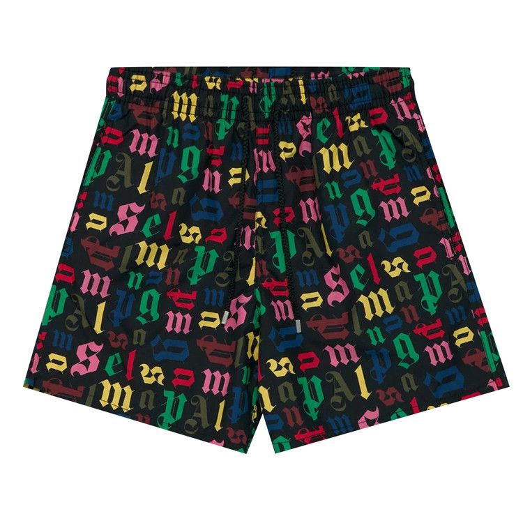 Palm Angels x Vilebrequin All Over Logo Swimshorts 'Black/Multicolor'