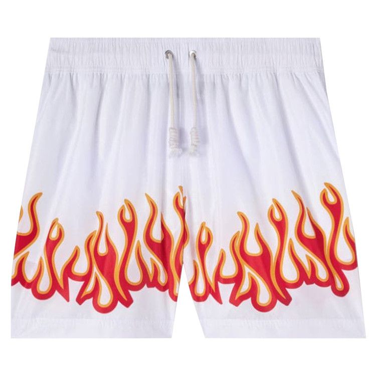 Palm Angels Burning Flames Print Swim Short 'White/Red'