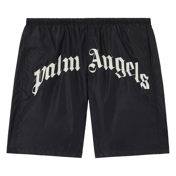 Palm Angels Curved Logo Swimshort 'Black/Off White'