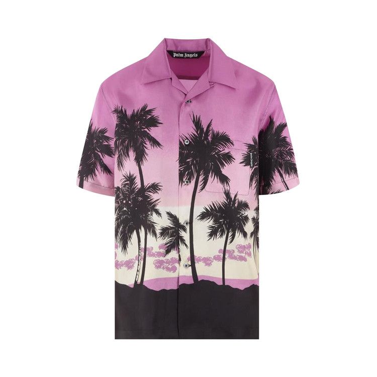 Palm Angels Palm Tree Print Silk Shirt 'Purple/Black'