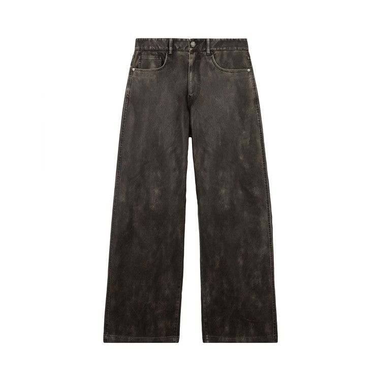 Palm Angels Curved Logo Coated Pants 'Dark Grey'