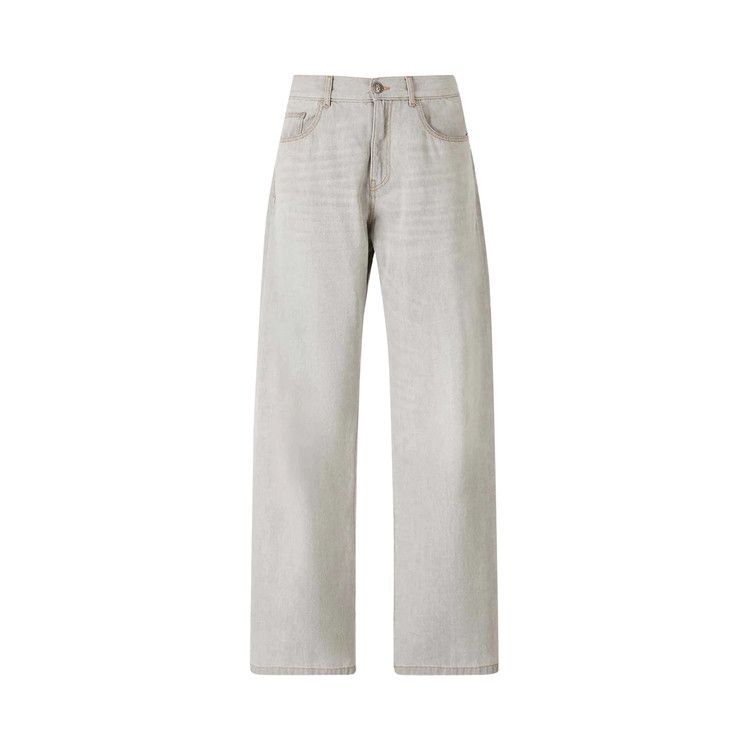 Palm Angels Curved Logo Loose Denim Pants 'Light Grey'