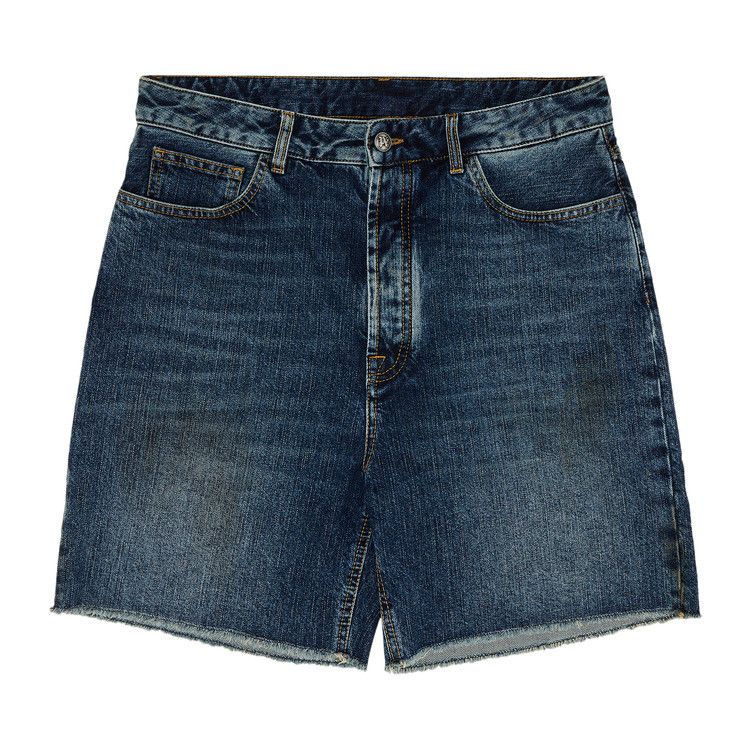 Palm Angels Curved Logo Denim Shorts 'Blue/Light Blue'