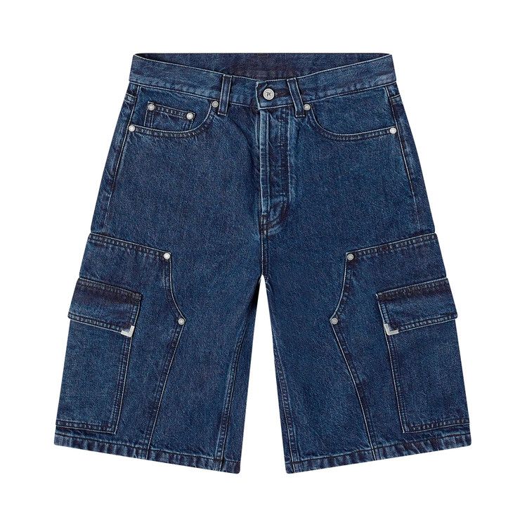 Palm Angels Metal Frame Cargo Denim Shorts 'Indigo'