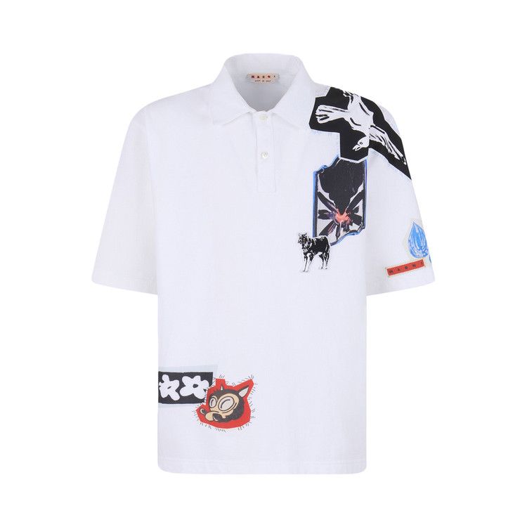 Marni Mixed Media Compact Jersey Polo 'Lily White'