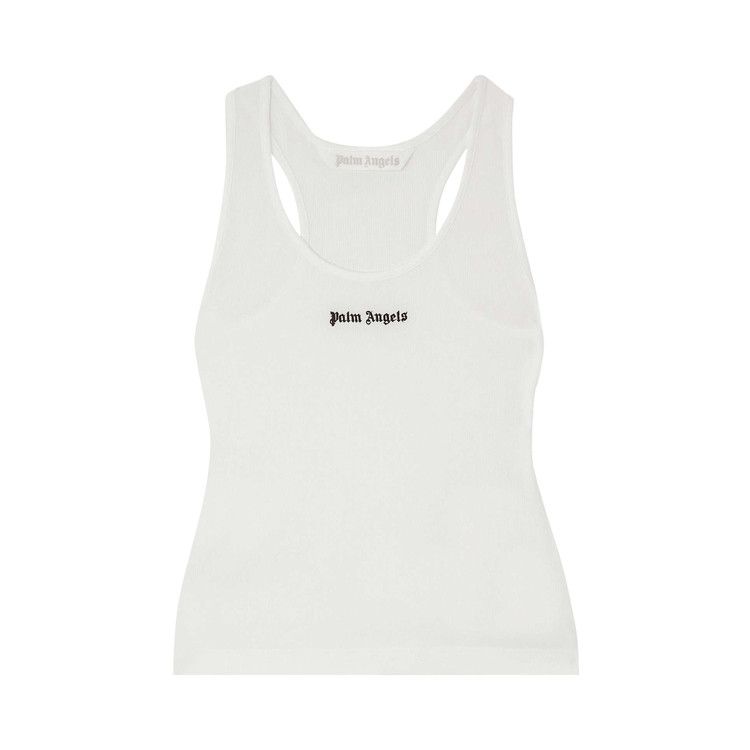 Palm Angels Classic Logo Rib Tank 'White/Black'