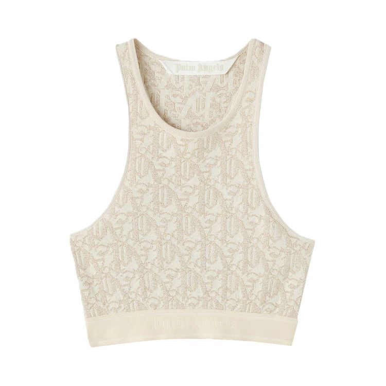 Palm Angels Monogram Jacquard Knit Bra Top 'Beige'