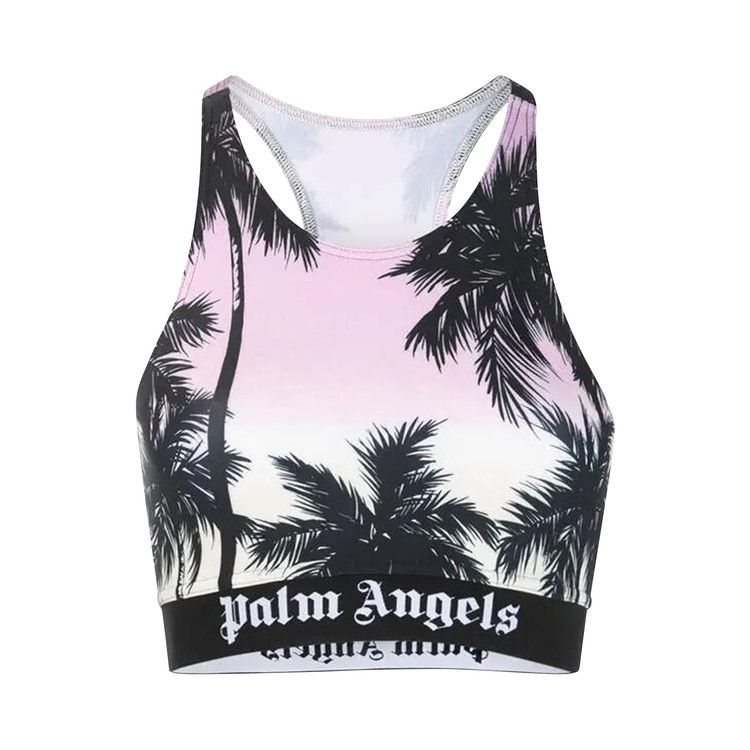 Palm Angels Palm Tree Print Crop Top 'Pink'