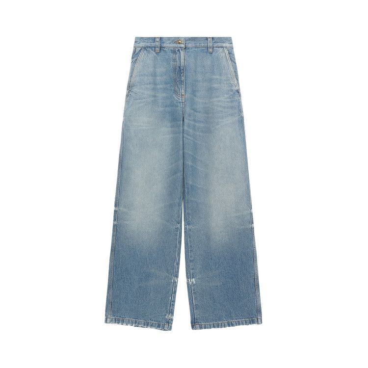 Palm Angels Washed Logo Wide Denim Jeans 'Blue'