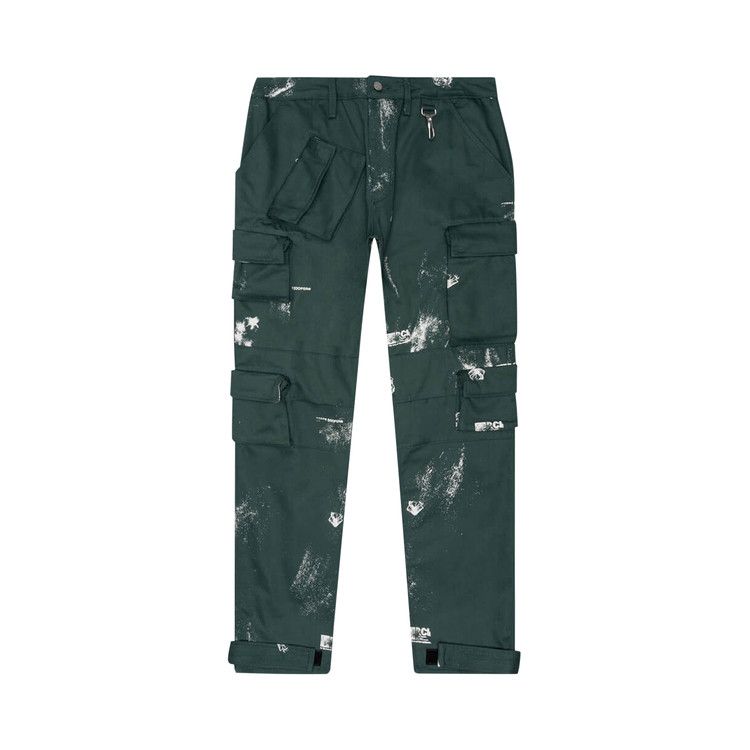 Reese Cooper Stamp Print Cotton Canvas Cargo Trouser 'Green'