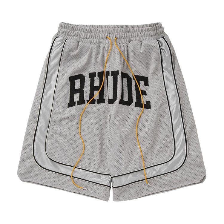 Rhude Baggy Mesh Collegiate Logo Shorts 'Grey/Silver'