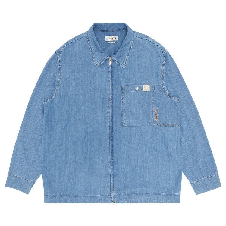 Lanvin Denim Overshirt With Zip And Curb 'Light Blue'