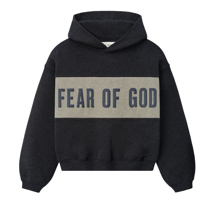 Fear of God Essentials Cropped Relaxed Panelled Hoodie 'Iron Grey Heather/Seal Heather'
