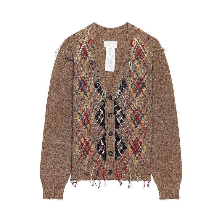 Maison Margiela Distressed Argyle Cardigan 'Tan'