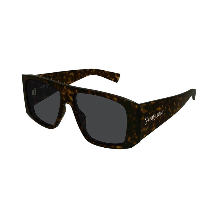 Saint Laurent Wide Rectangular Sunglasses 'Havana/Grey'