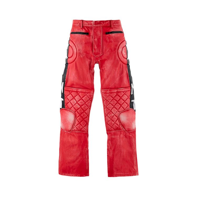 Saint Michael Leather Racer Pants 'Red'