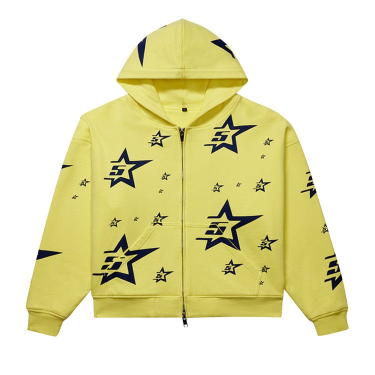 Sp5der Double Layer 5 Star Zip Hoodie 'Yellow'