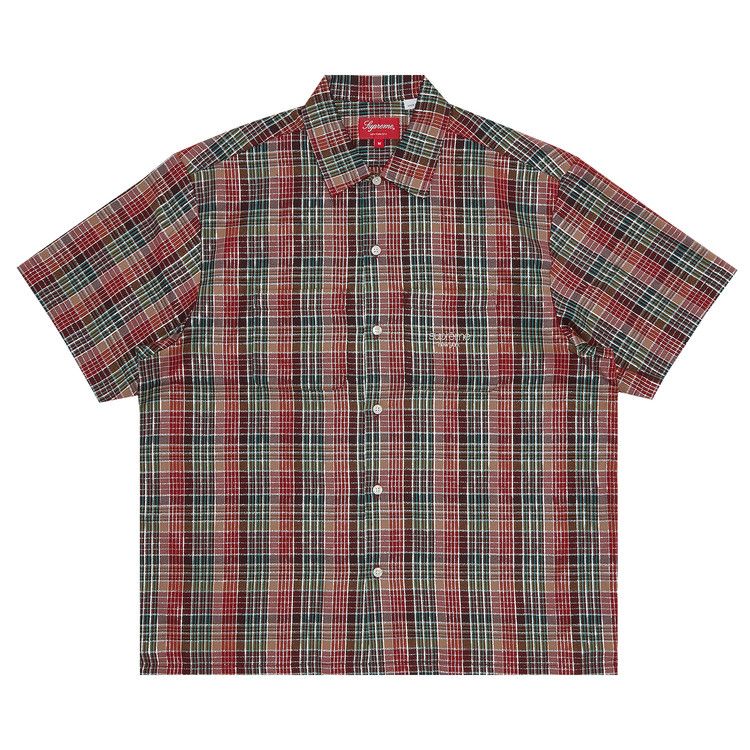 Supreme Metallic Plaid Short-Sleeve Shirt 'Red'
