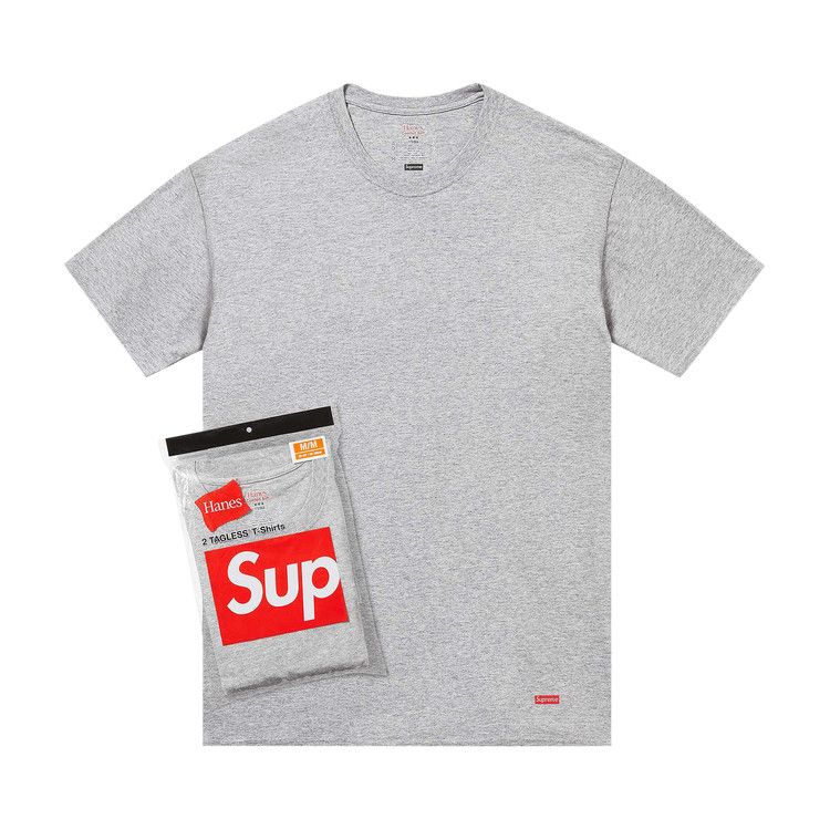 Supreme x Hanes Tagless Tees (2 Pack) 'Heather Grey'